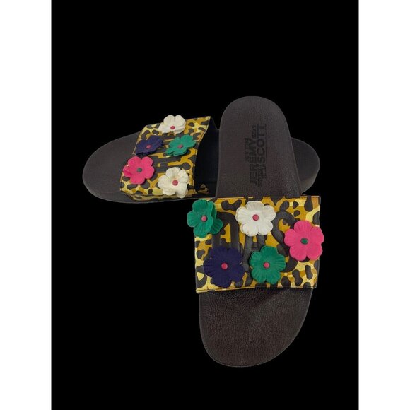 Adidas Jeremy Scott Adilette Leopard Floral Print Slipper Slides Sandals Size 13 main image 7